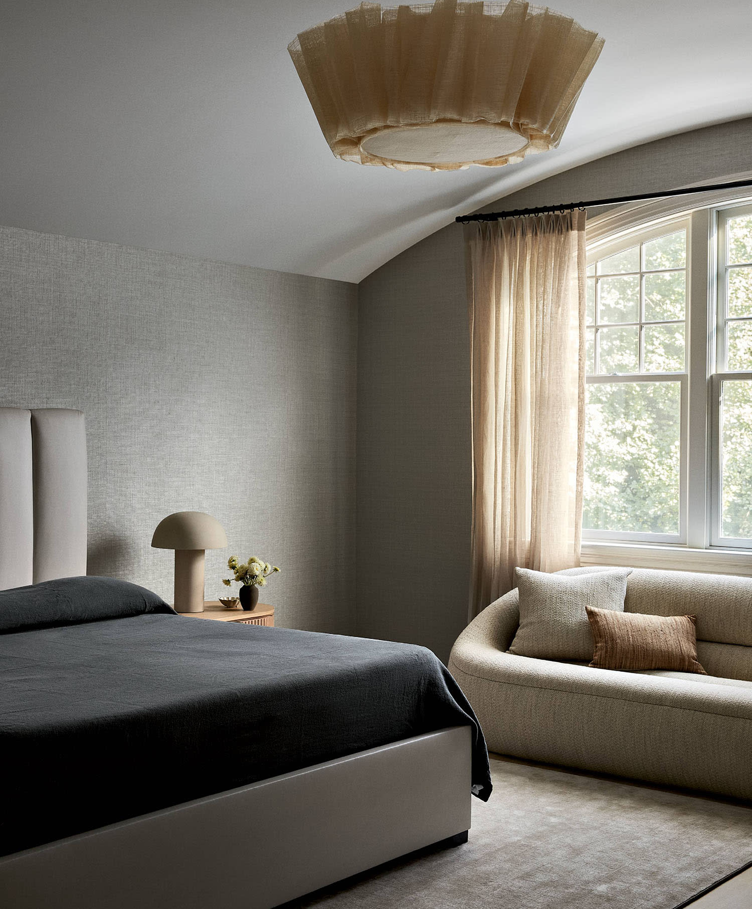 cozy bedroom with a tactile material palette