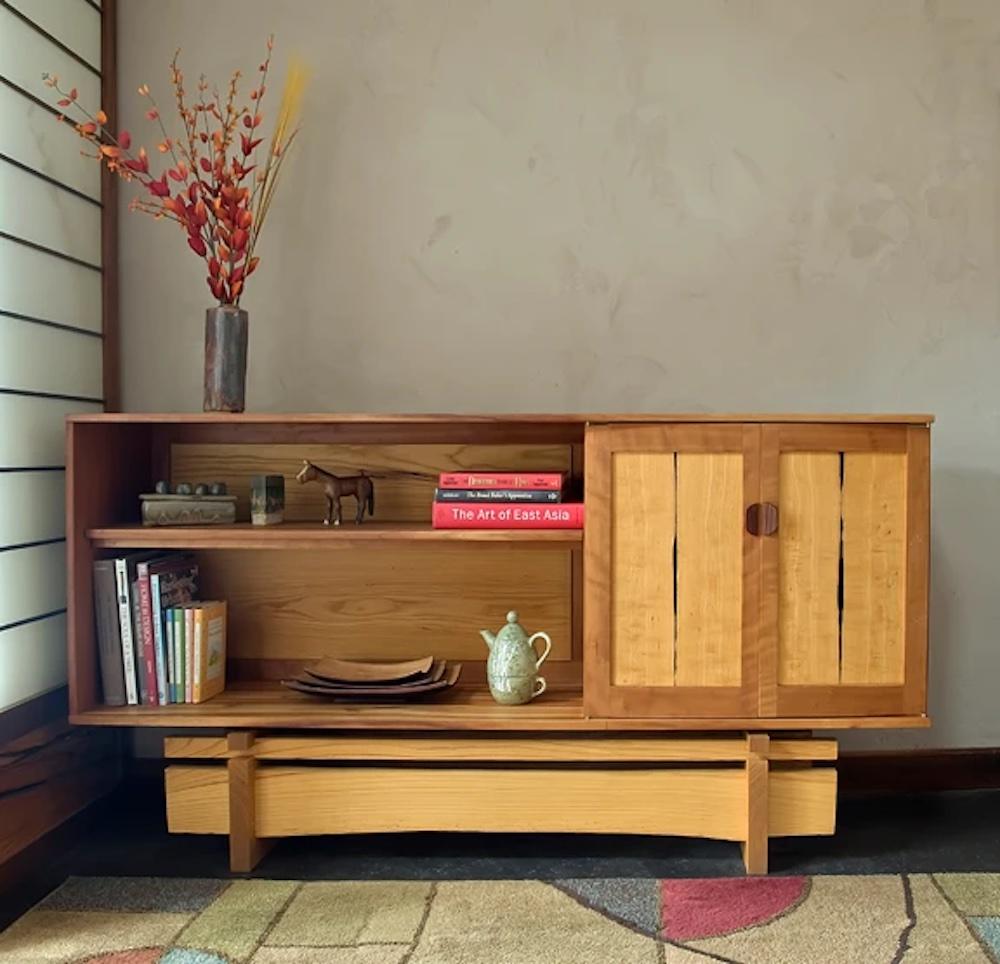 Wooden cabinet with open shelves