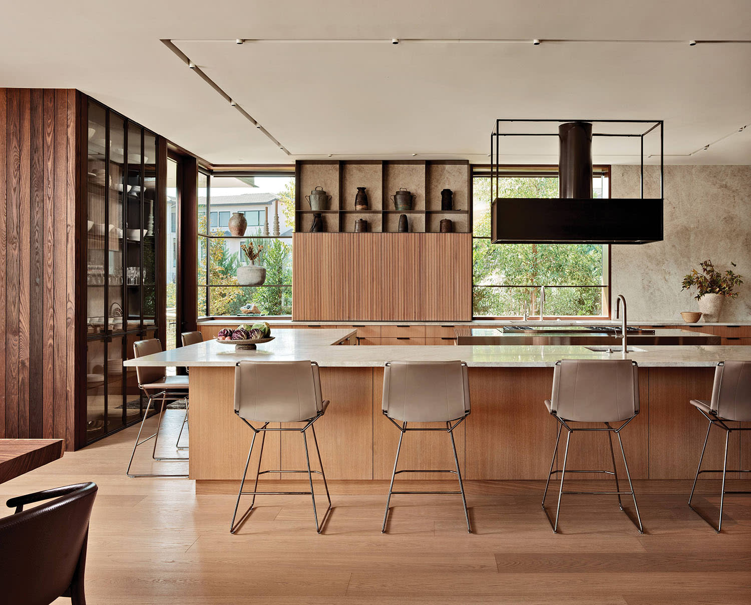 contemporary kitchen with a range of woods