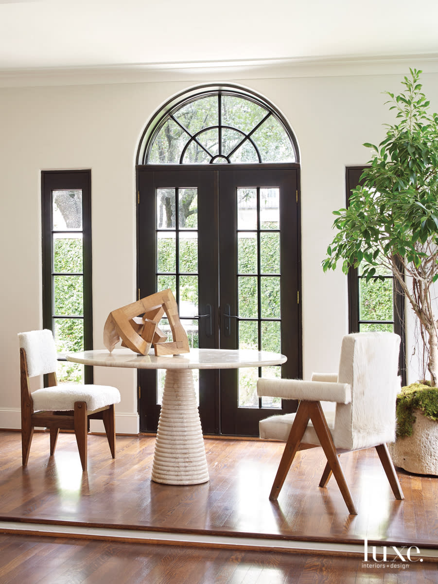Vignette featuring an arrangement of sculptural furnishings.