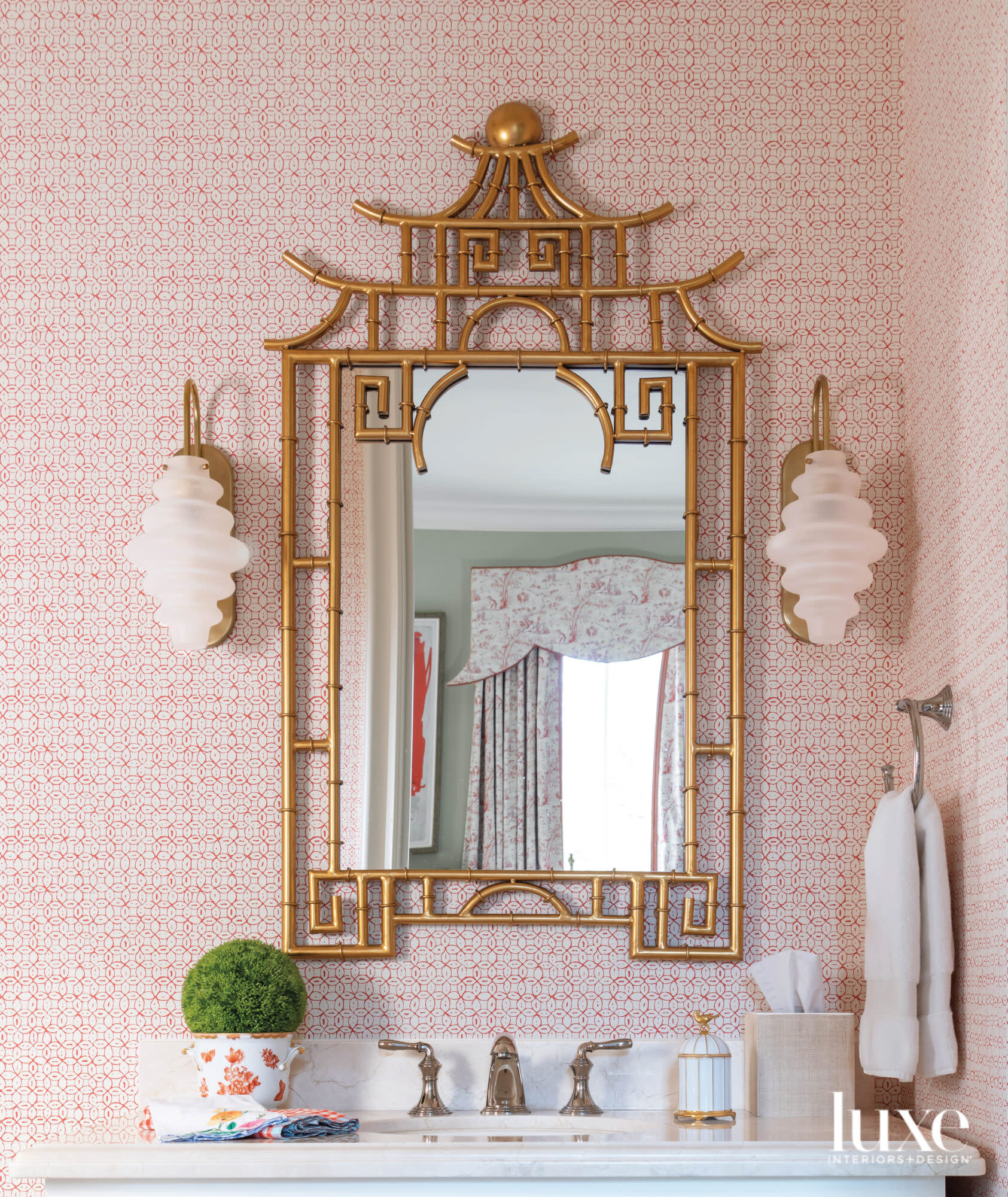 Guest bathroom with Pagoda mirror.