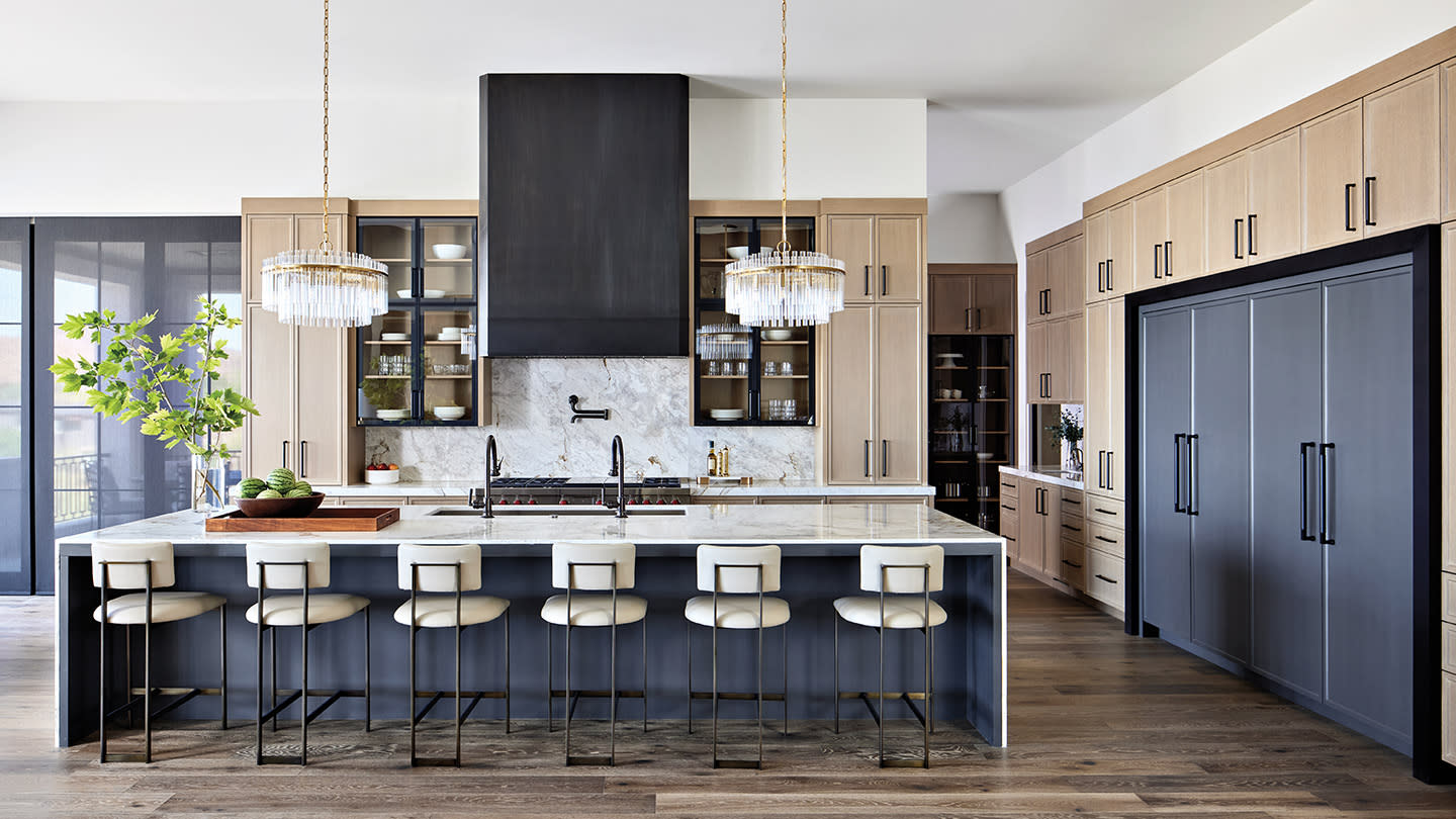 modern dining room with Sub-Zero, Wolf, and Cove appliances