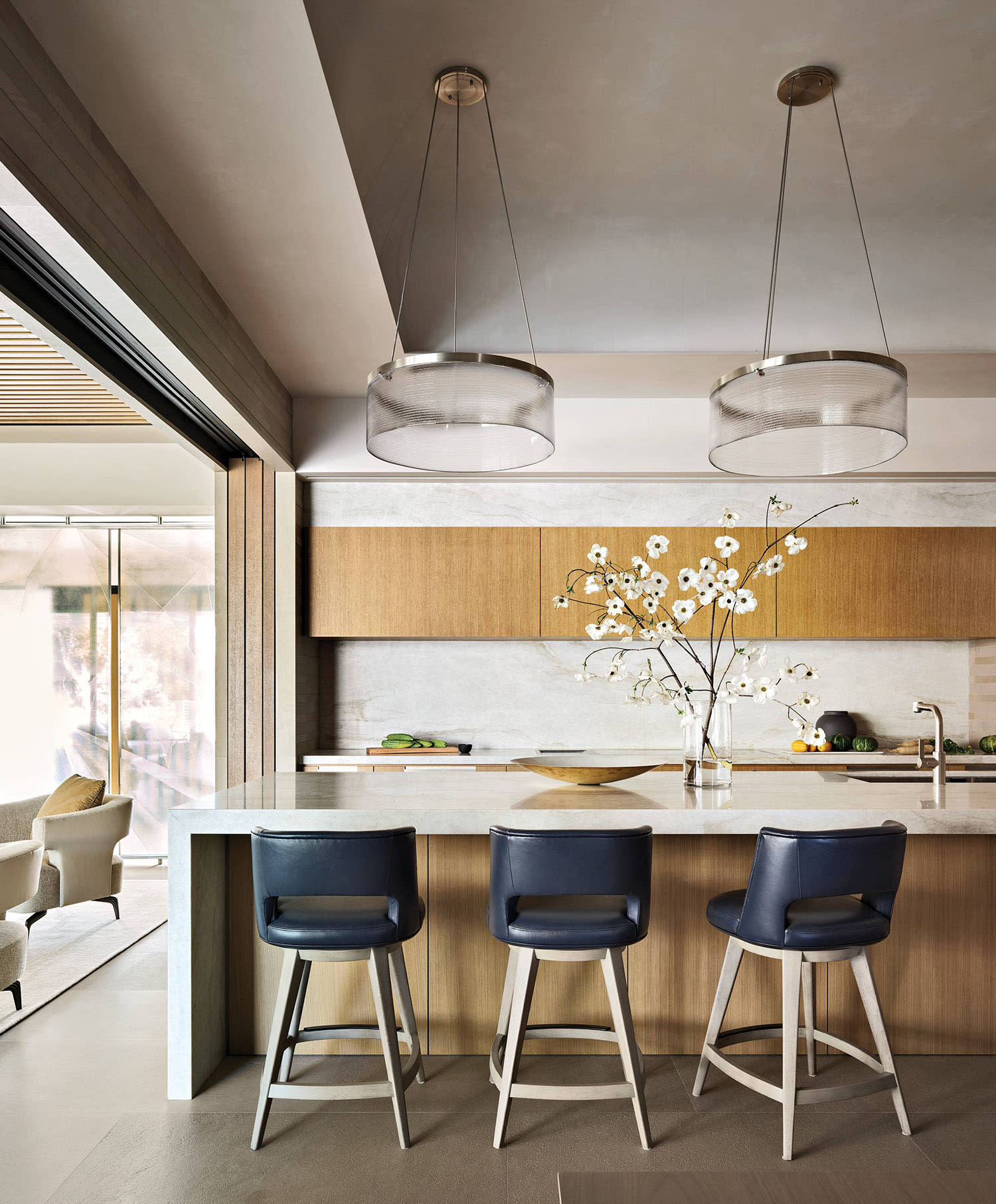 contemporary kitchen with white oak cabinetry 