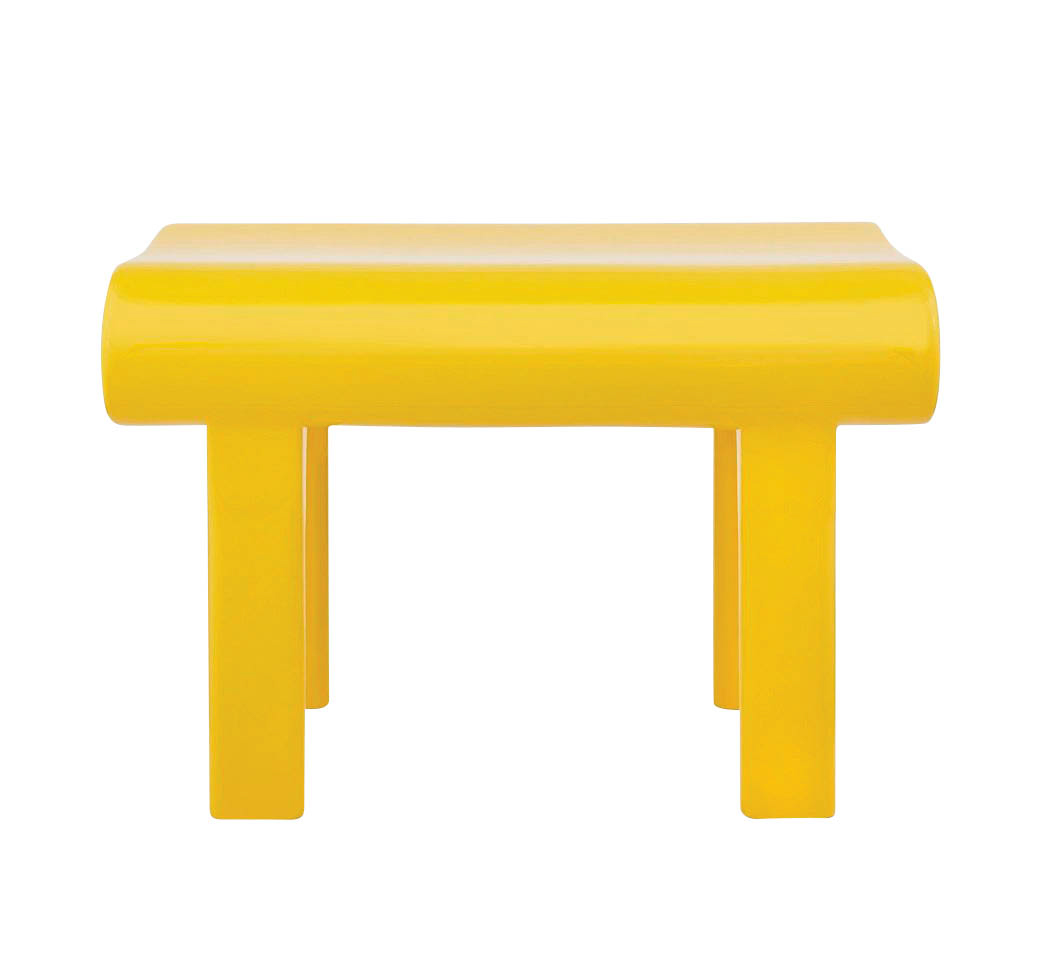 yellow four legged table no background