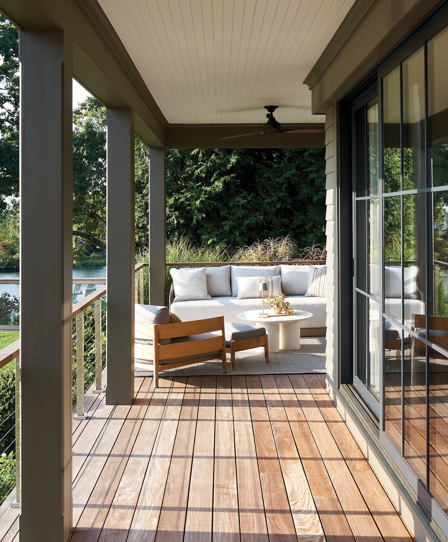 outdoor lounge area with Mahogany ipe decking