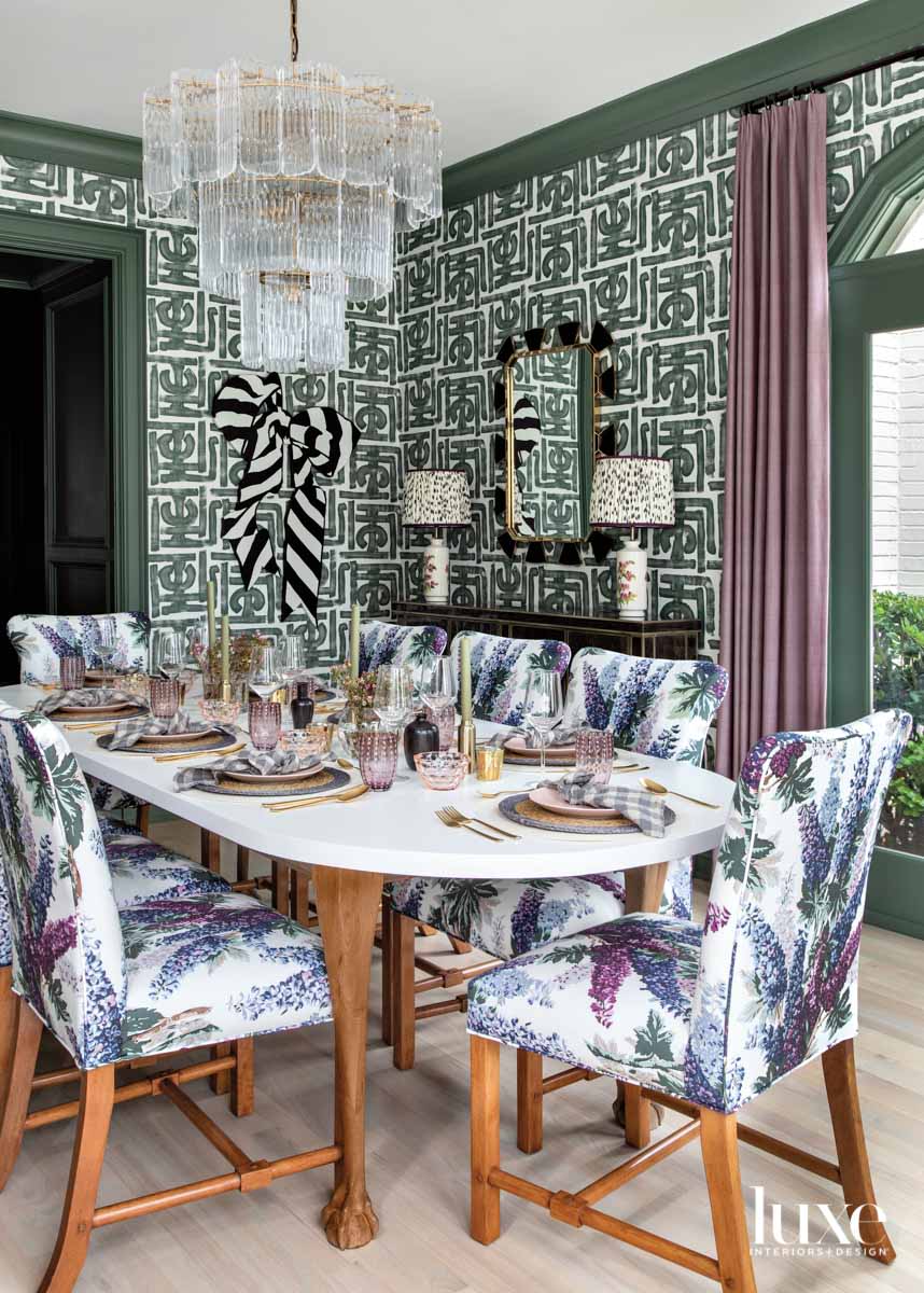 Pattern and color-filled dining room