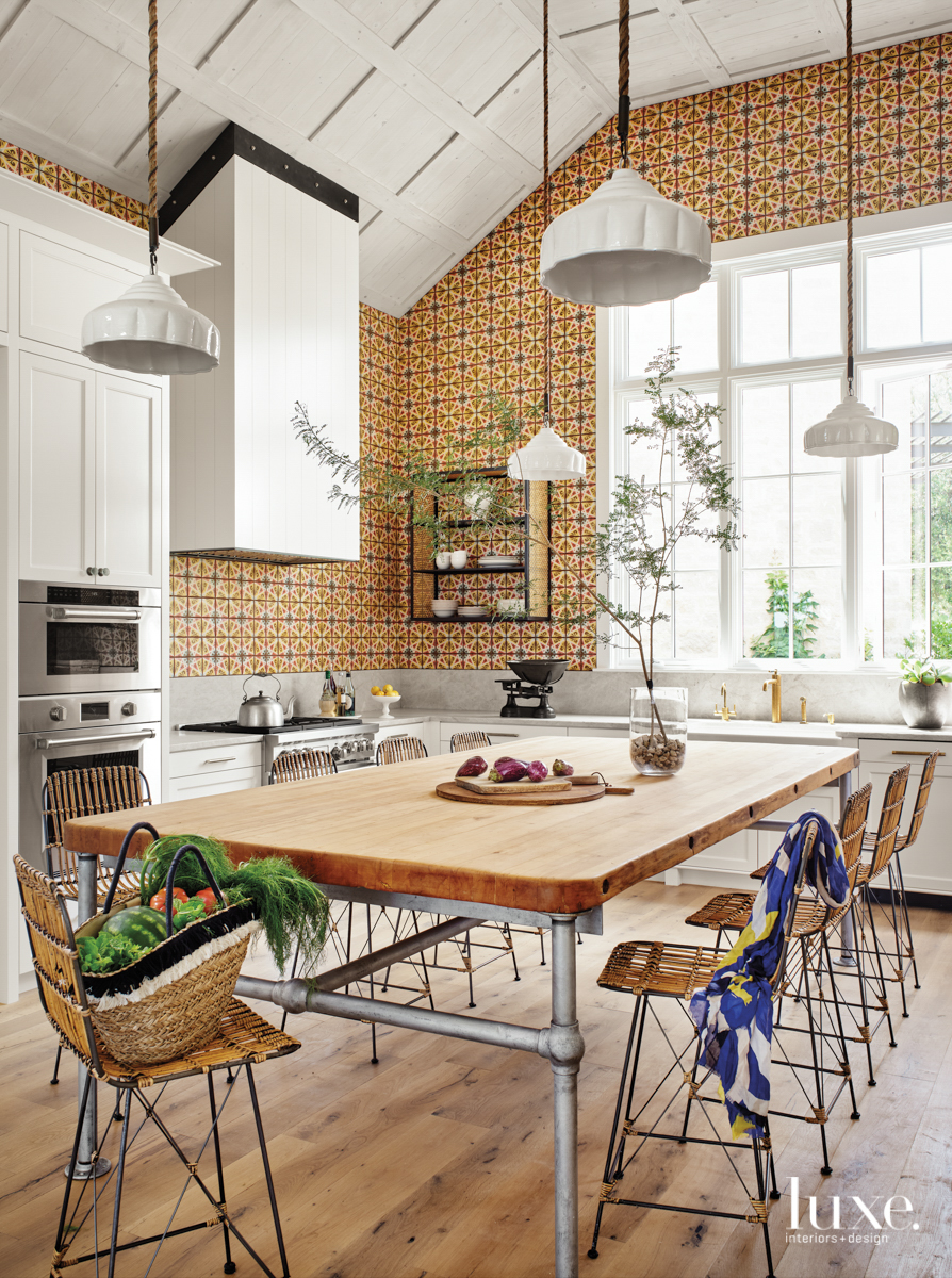 Colorful kitchen with handmade Tabarka Studio tiles