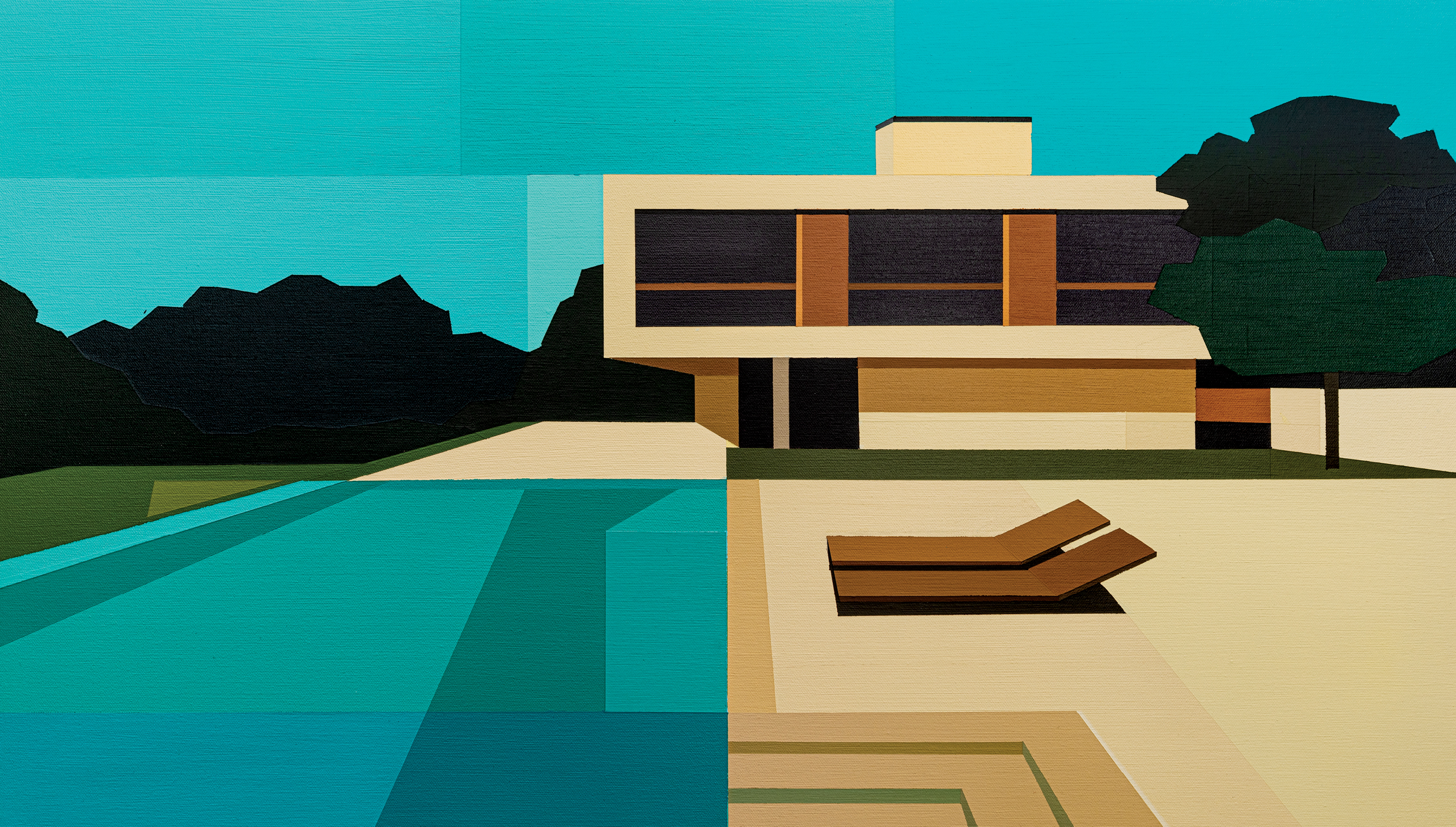 Andy Burgess's pop art painting of the exterior of a mid-century home