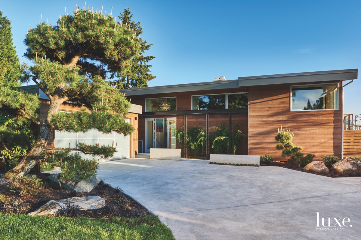 modern brown exterior driveway