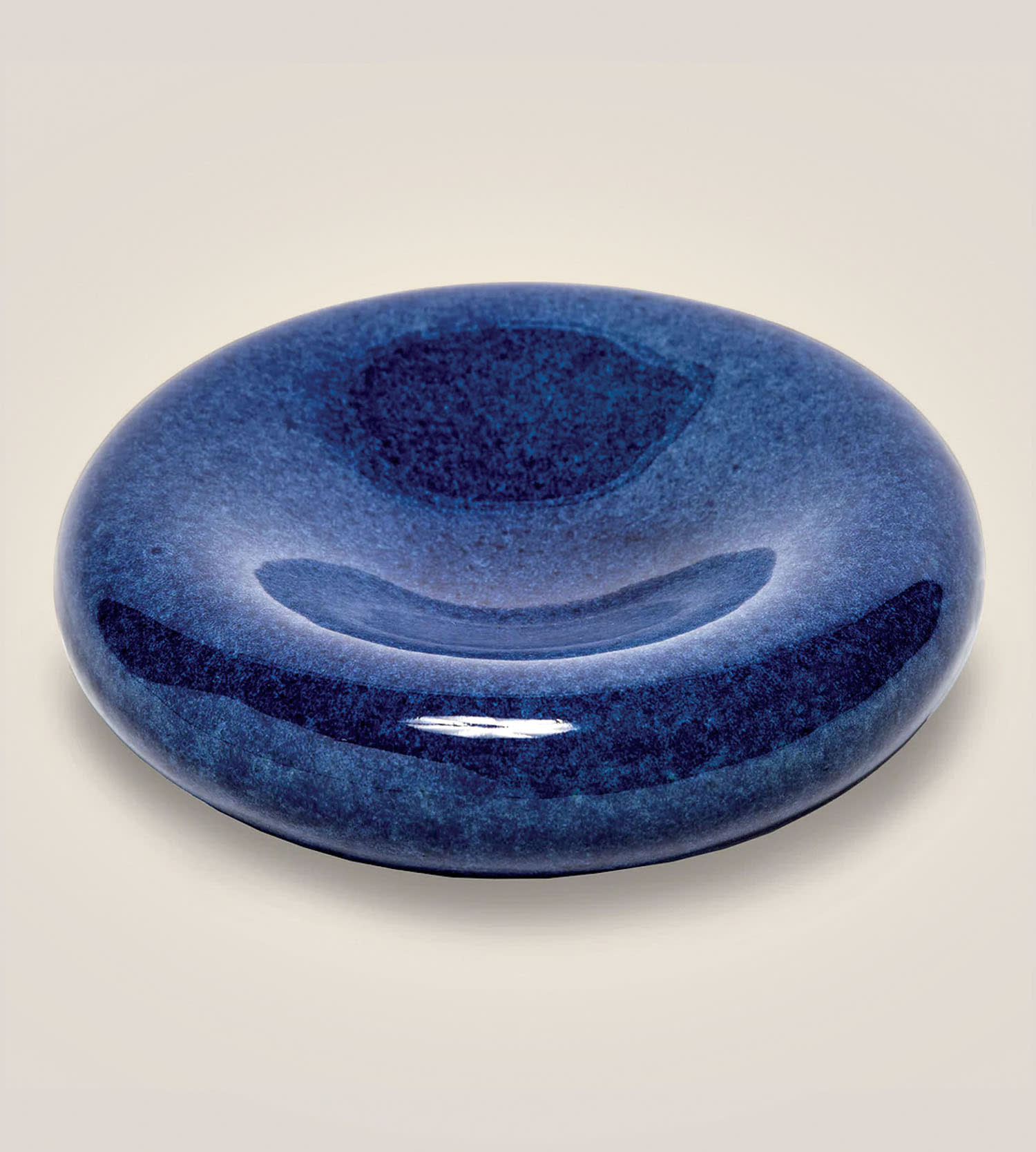 A dark blue ceramic bowl.