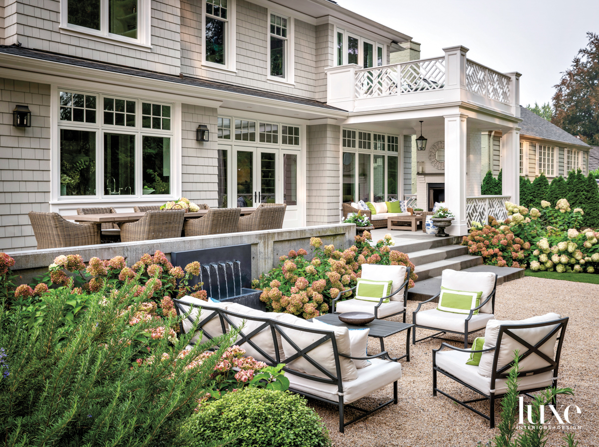 terrace with hydrangeas and inspired by lush Provencal gardens