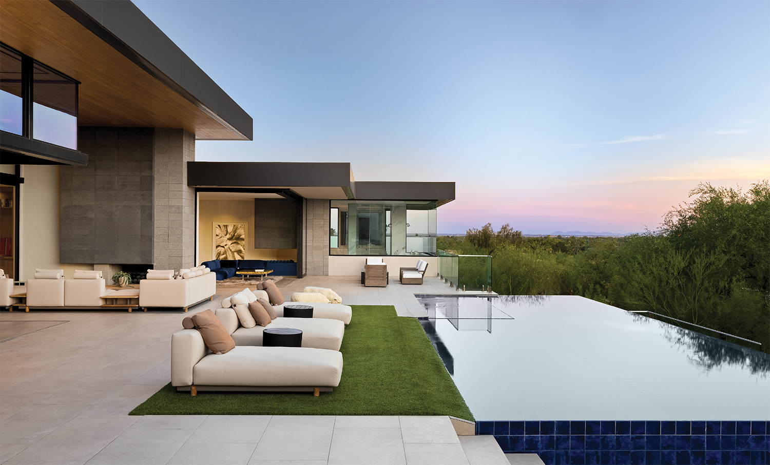 backyard of an Arizona home at sunset