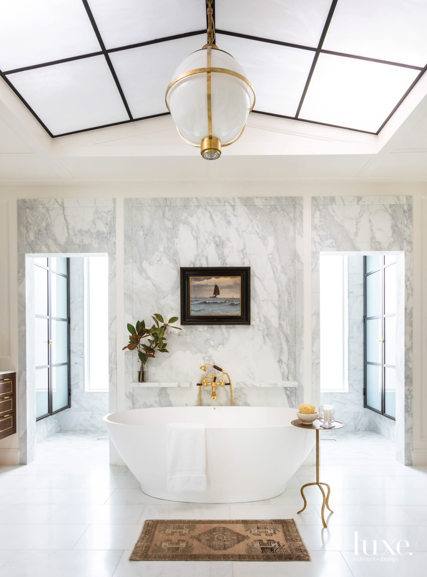 paneled marble walls master bathroom