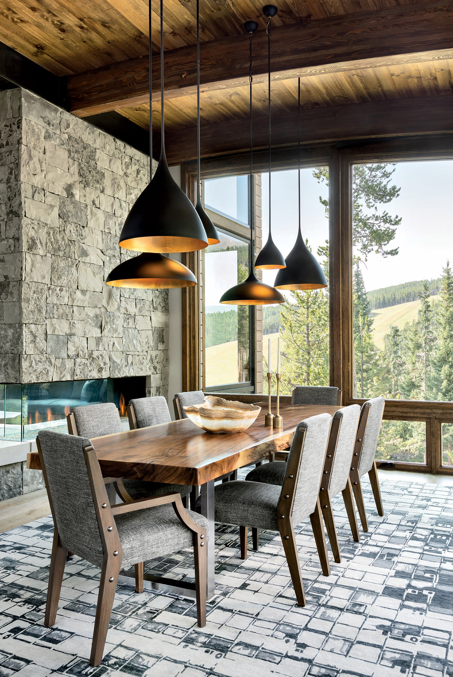 rustic chic dining room in Colorado