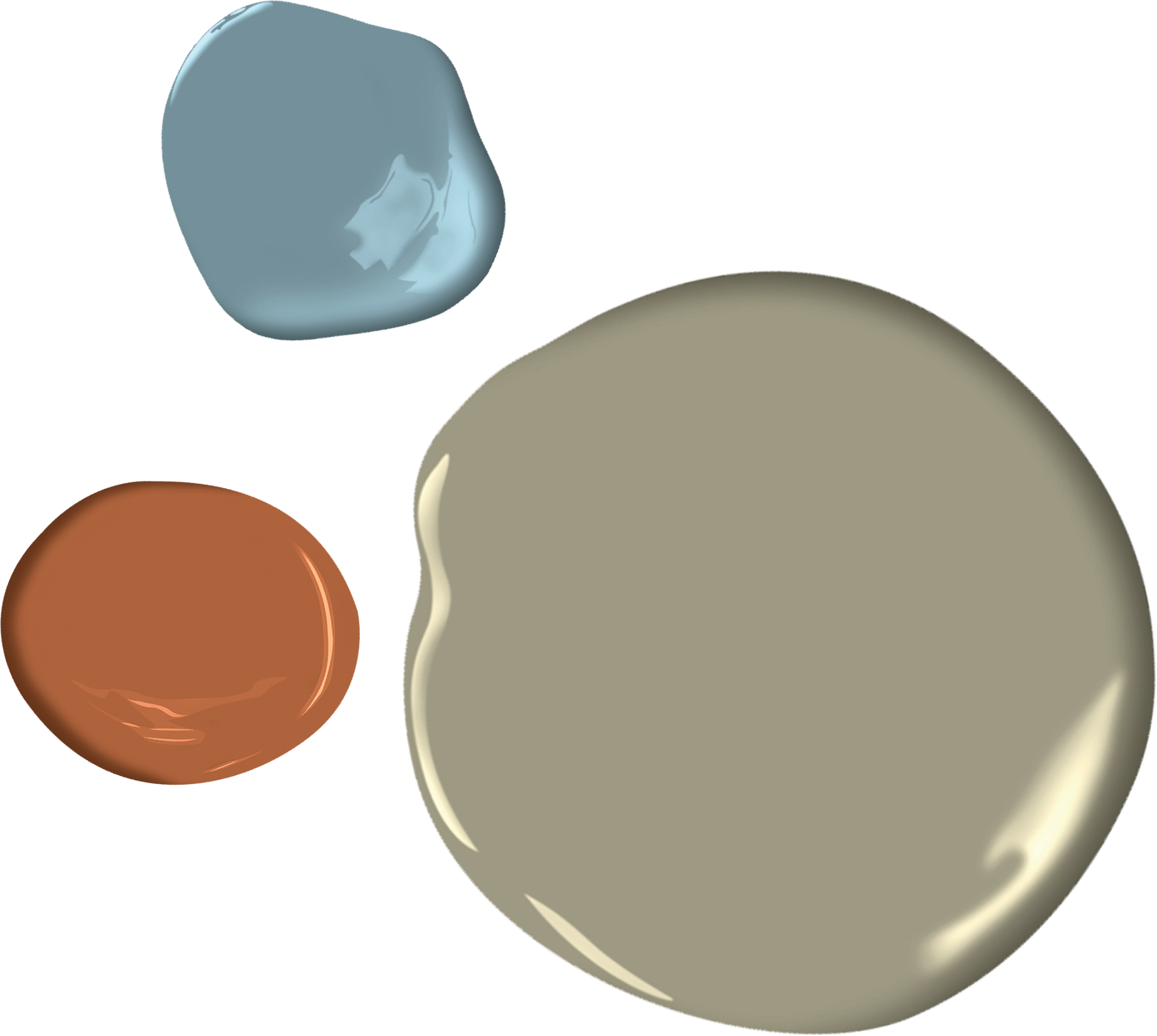 drops of paint in green, blue and orange