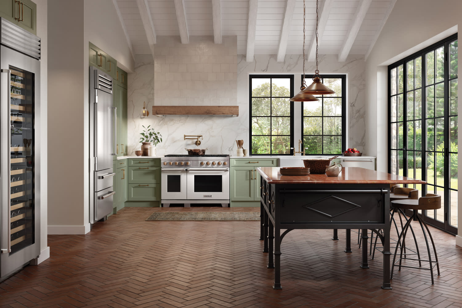 Wolf Dual-Fuel Range with Colored Accent Doors by Sub-Zero Group