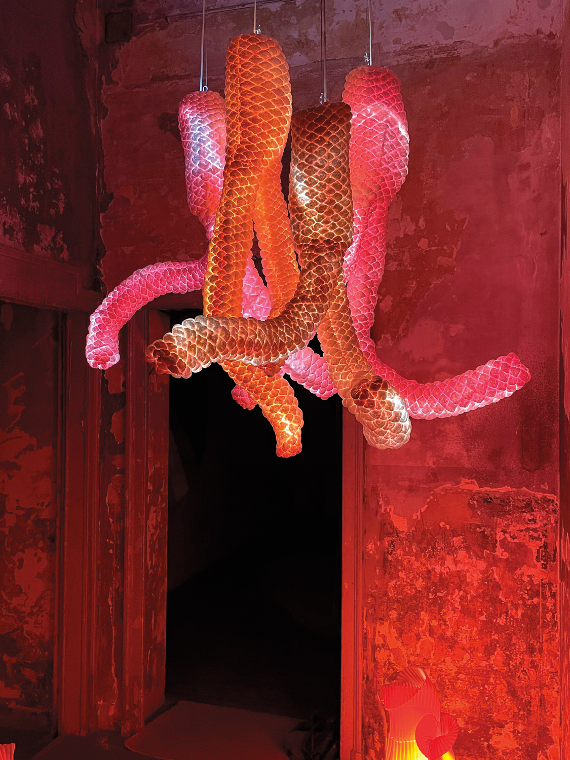 amorphous structure with red background