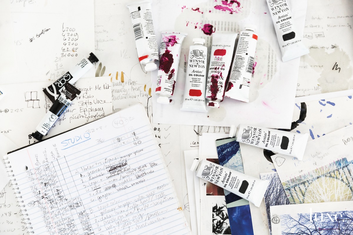 il paints and notes dot her studio in Park Hill.