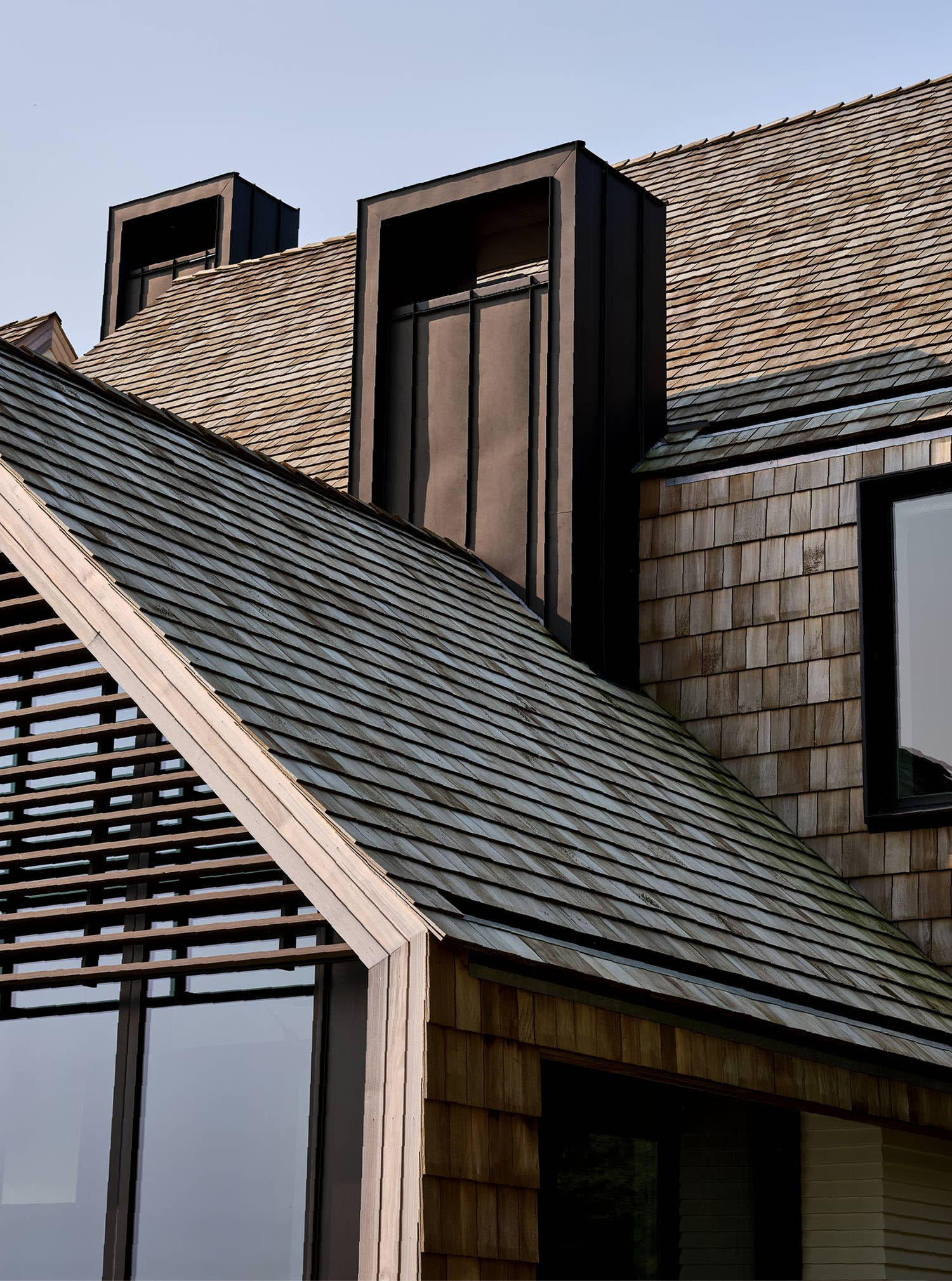 red cedar shingled home exterior