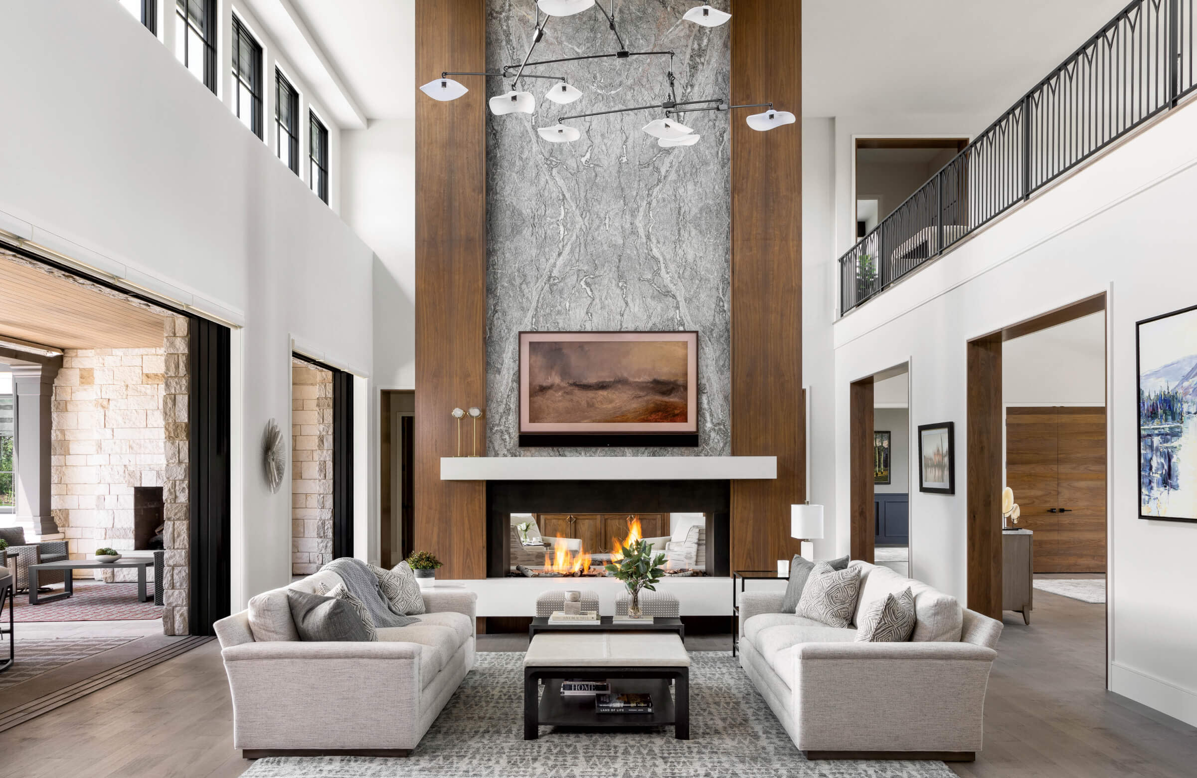 modern and transitional-style living room