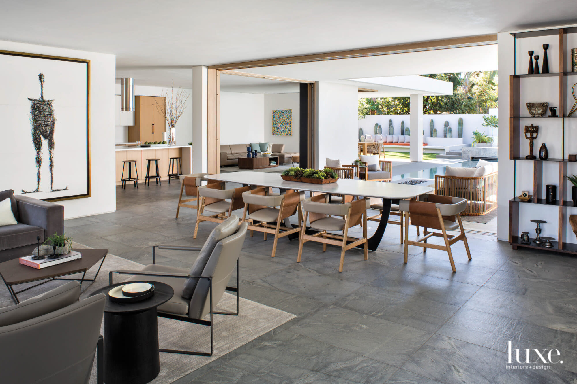 Shot of dining room table and chairs with sling seats