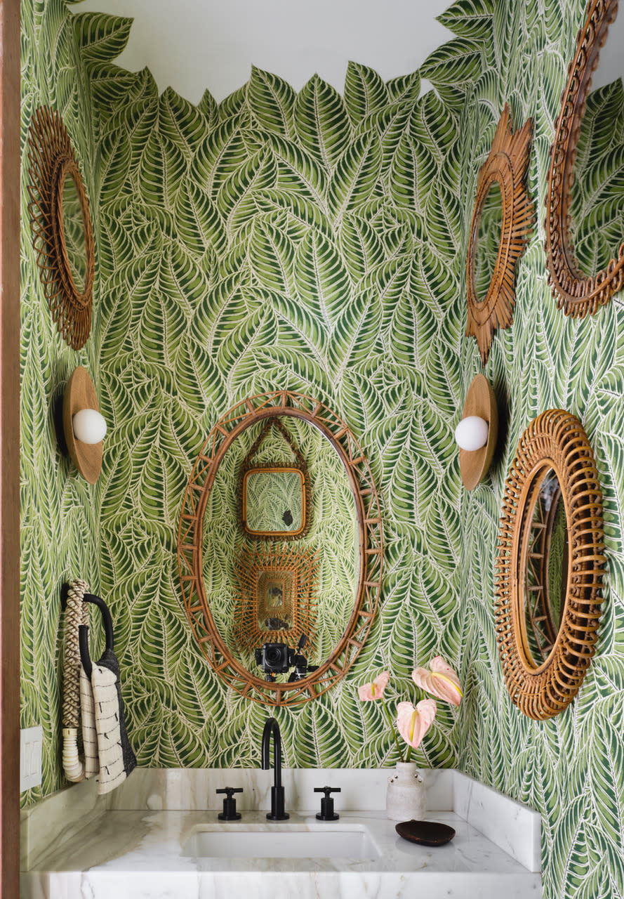 Martyn Lawrence Bullard Kipling wallpaper powder room