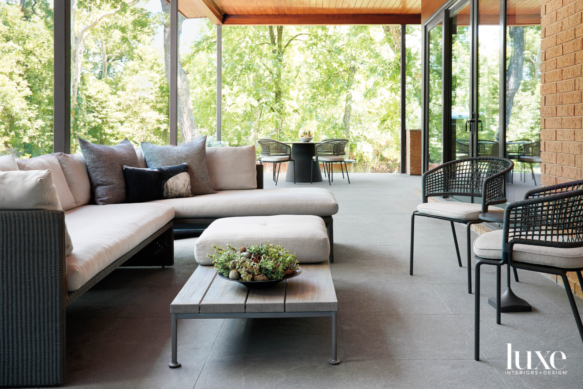 Outdoor seating area with Janus et Cie furnishings.