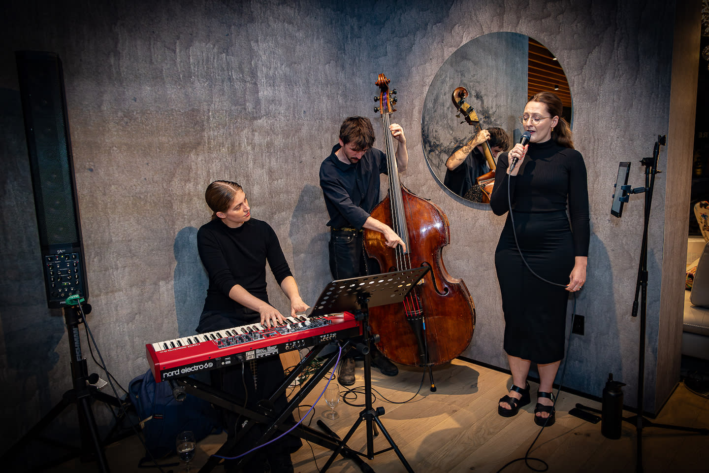 musicians at Roche Bobois Denver Luxe event 