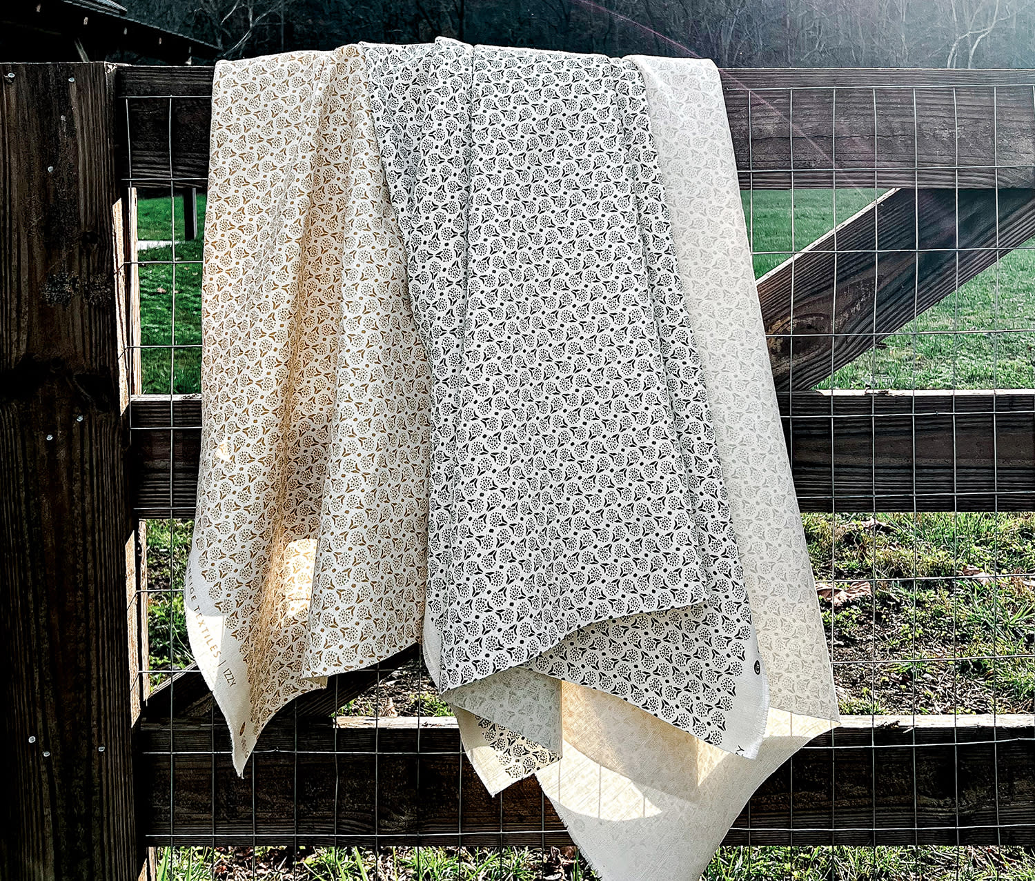 an abstract floral print on a white textile
