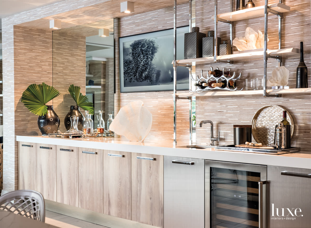 bar with mirrored sliding doors