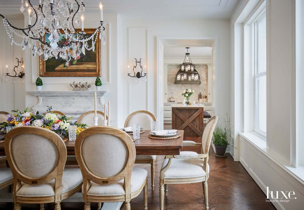 rustic neutral dining room chandelier