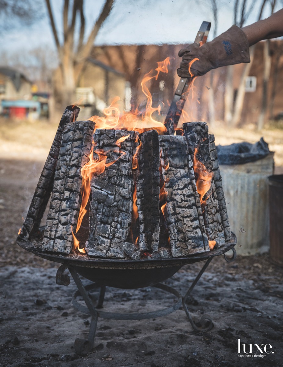 For the fire pits, which are in her backyard, Porter Lara scavenges wood scraps headed for the dump from local construction sites. "Wind is the enemy," she says.