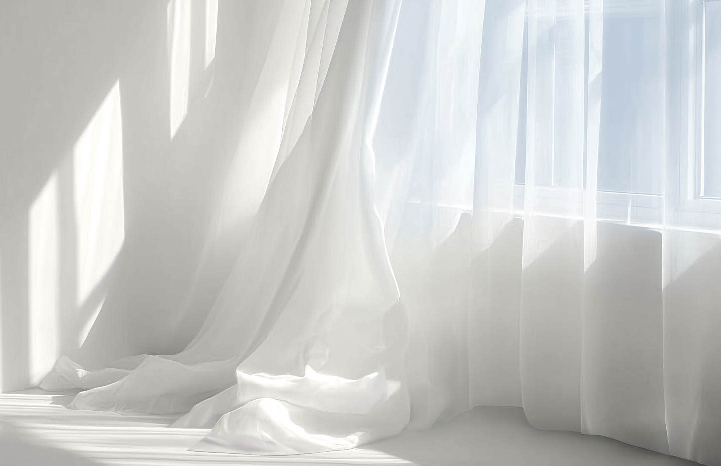 textured curtain in Pantone's 2026 Color of the Year Cloud Dancer