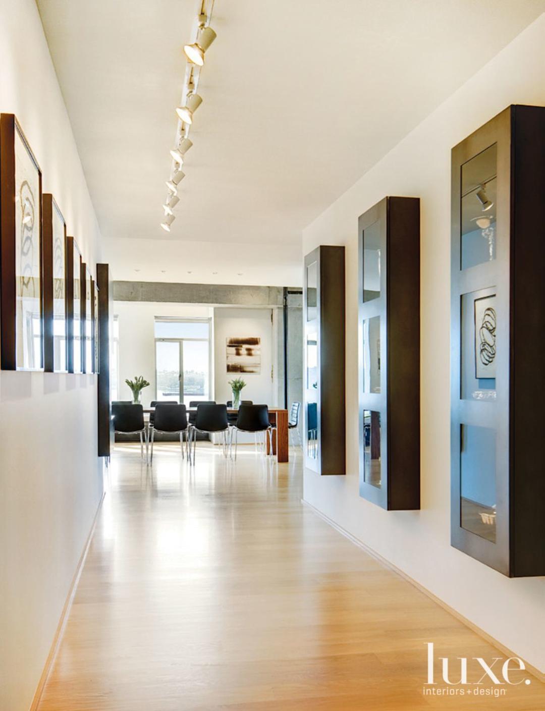 Neutral Modern Hall to Dining Room | LUXE Interiors + Design