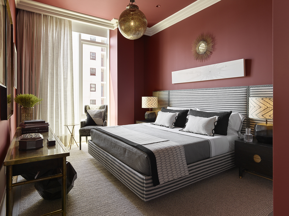 jewel tone bedroom in Plum Raisin by Benjamin Moore