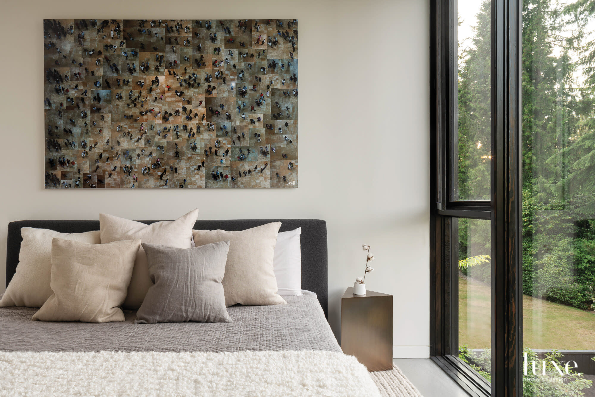 Bedroom with art above bed