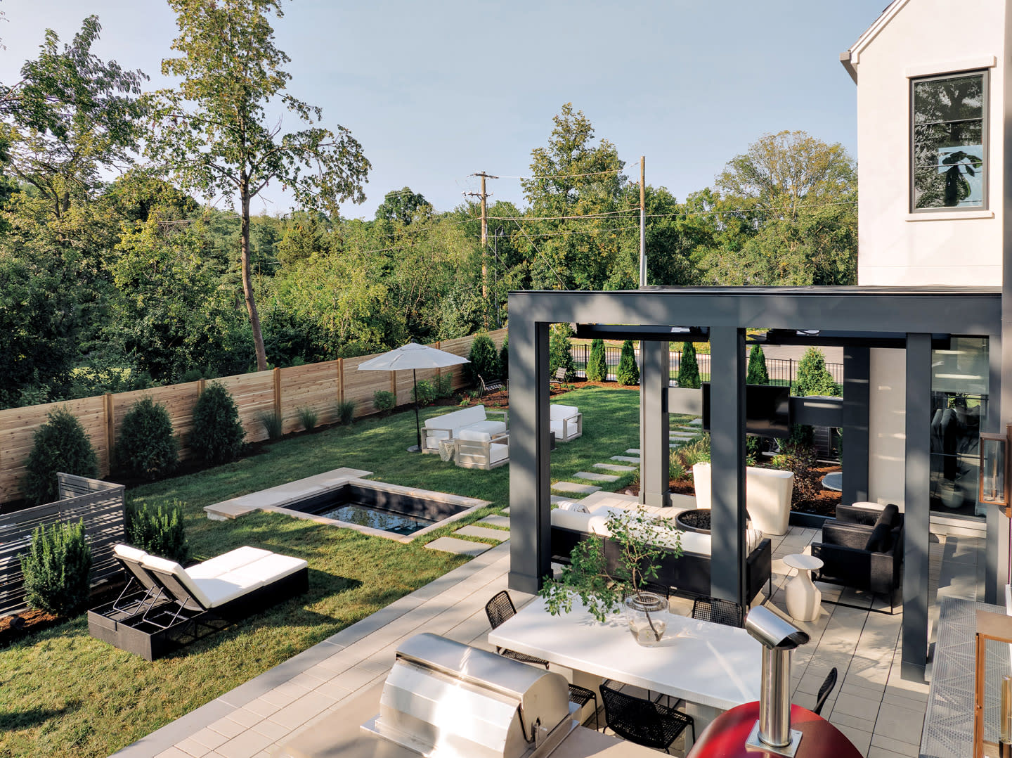 moody outdoor area of a modern home