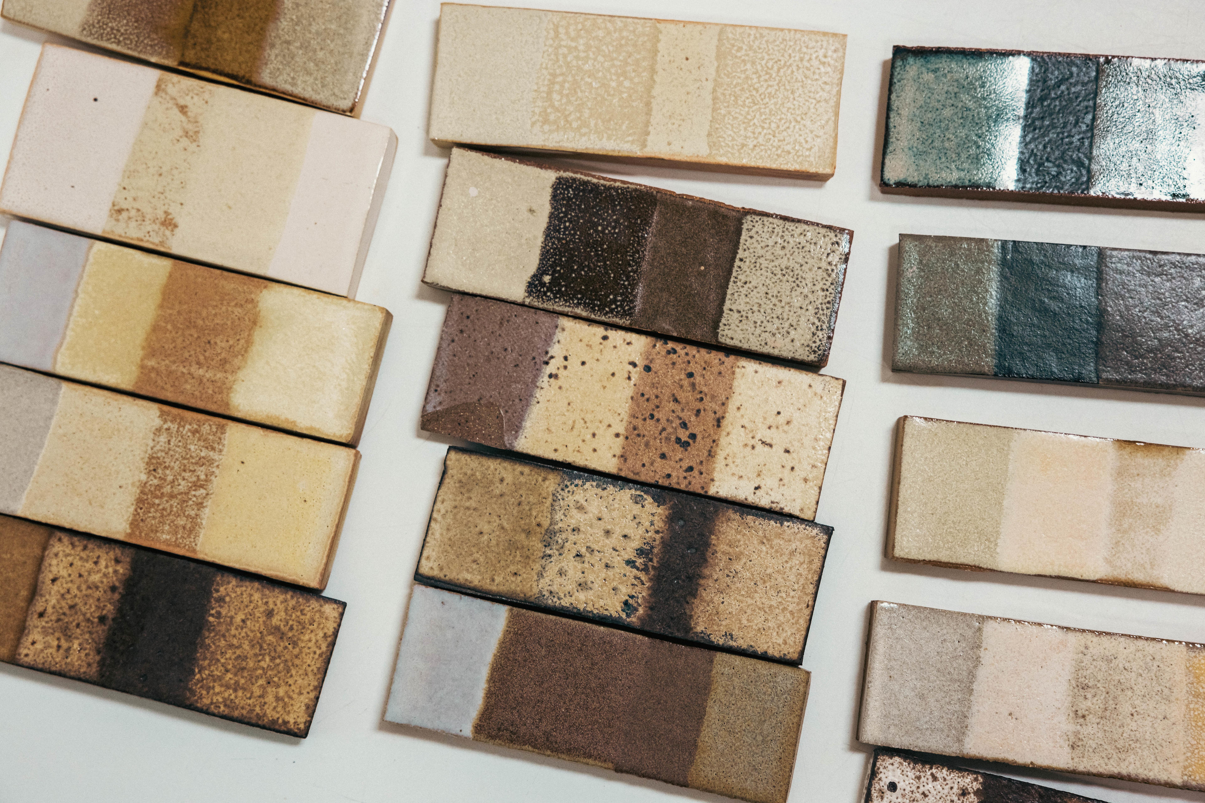 glaze color samples on tiles