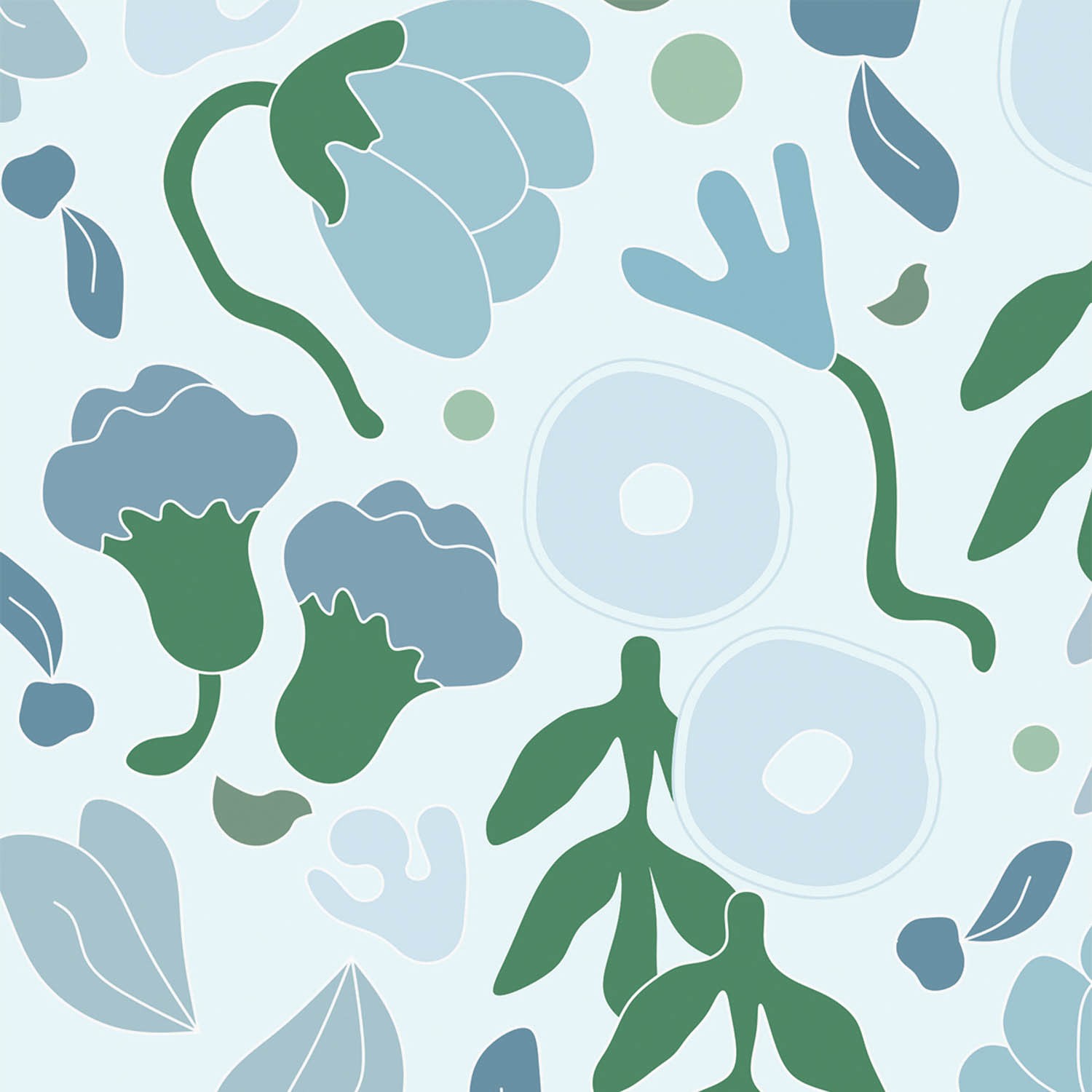 blue and green floral wallpaper