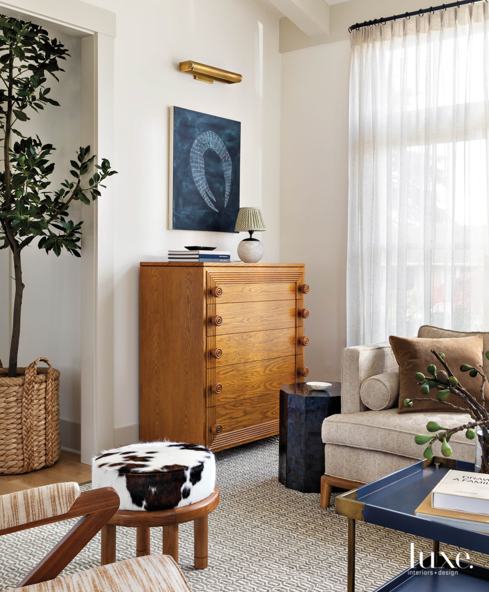 Detail shot of living room with chest of drawers