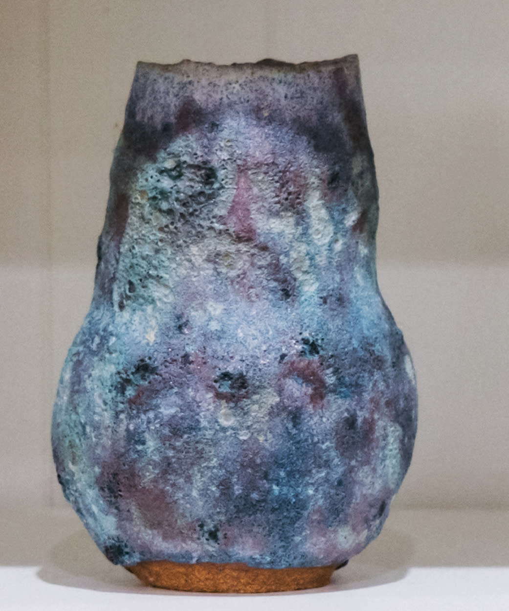 galaxy-style blue and purple ceramic vase