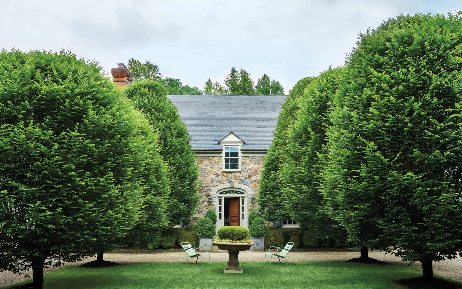 stone facade home hornbeams