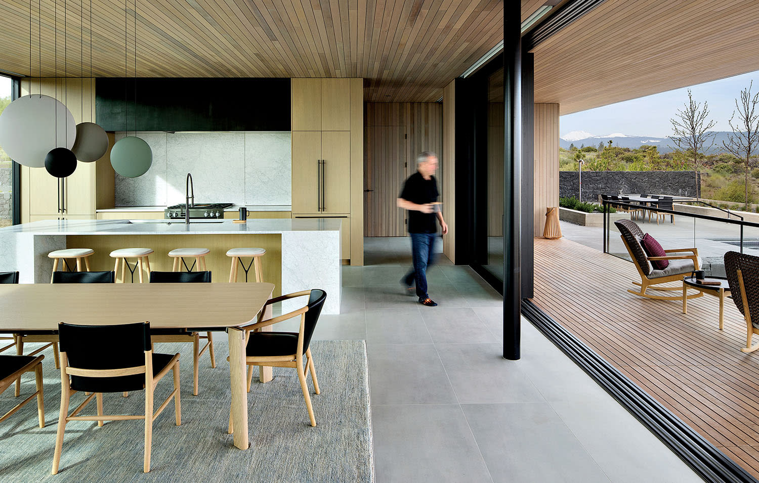 expansive open-concept dining and kitchen in a modern Oregon home