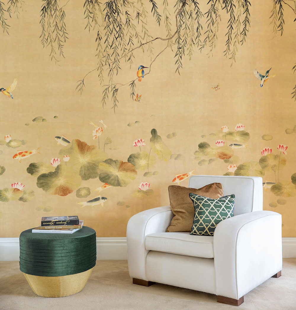 custom painted wall mural of water life