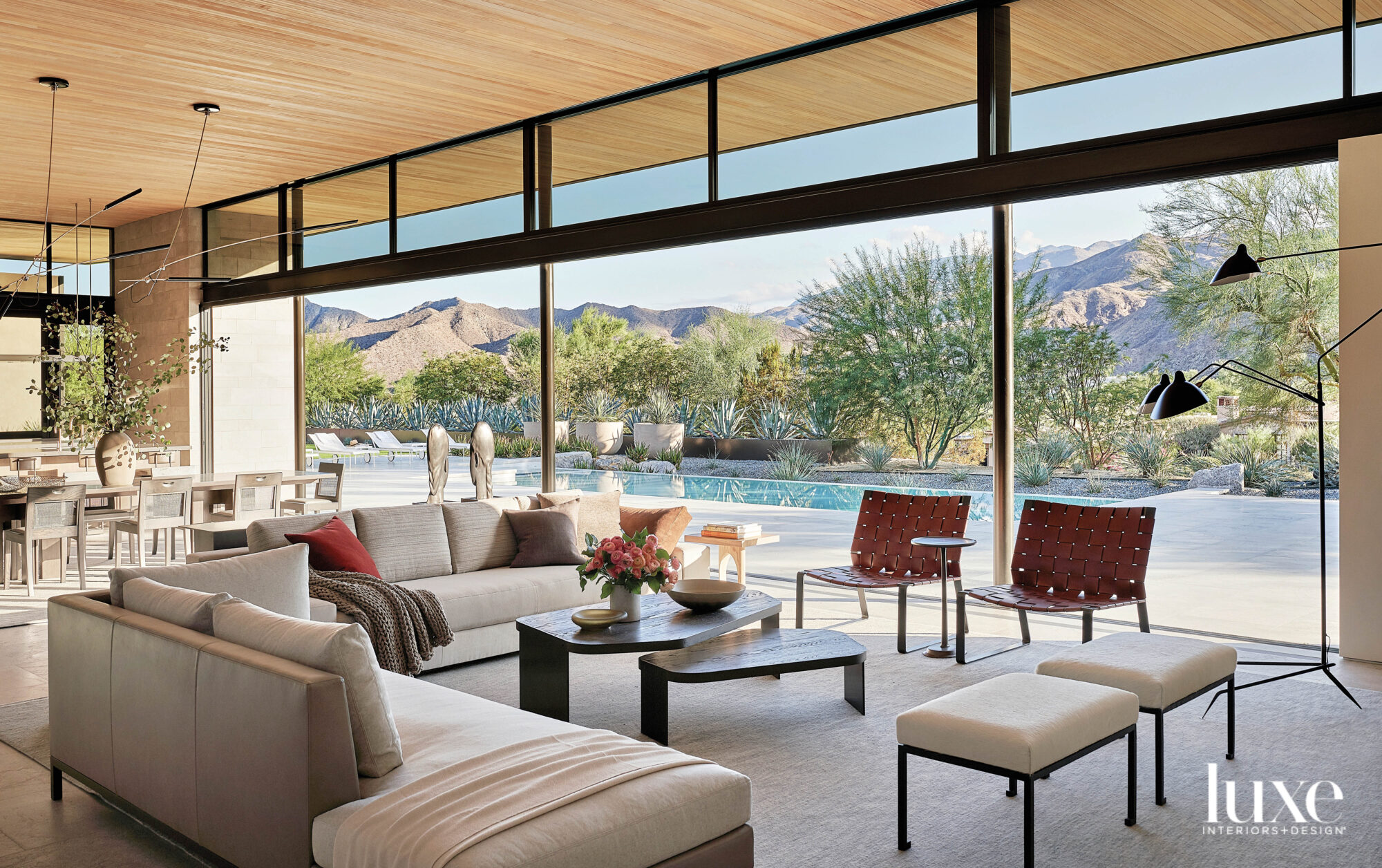 Great room with living area seating in foreground