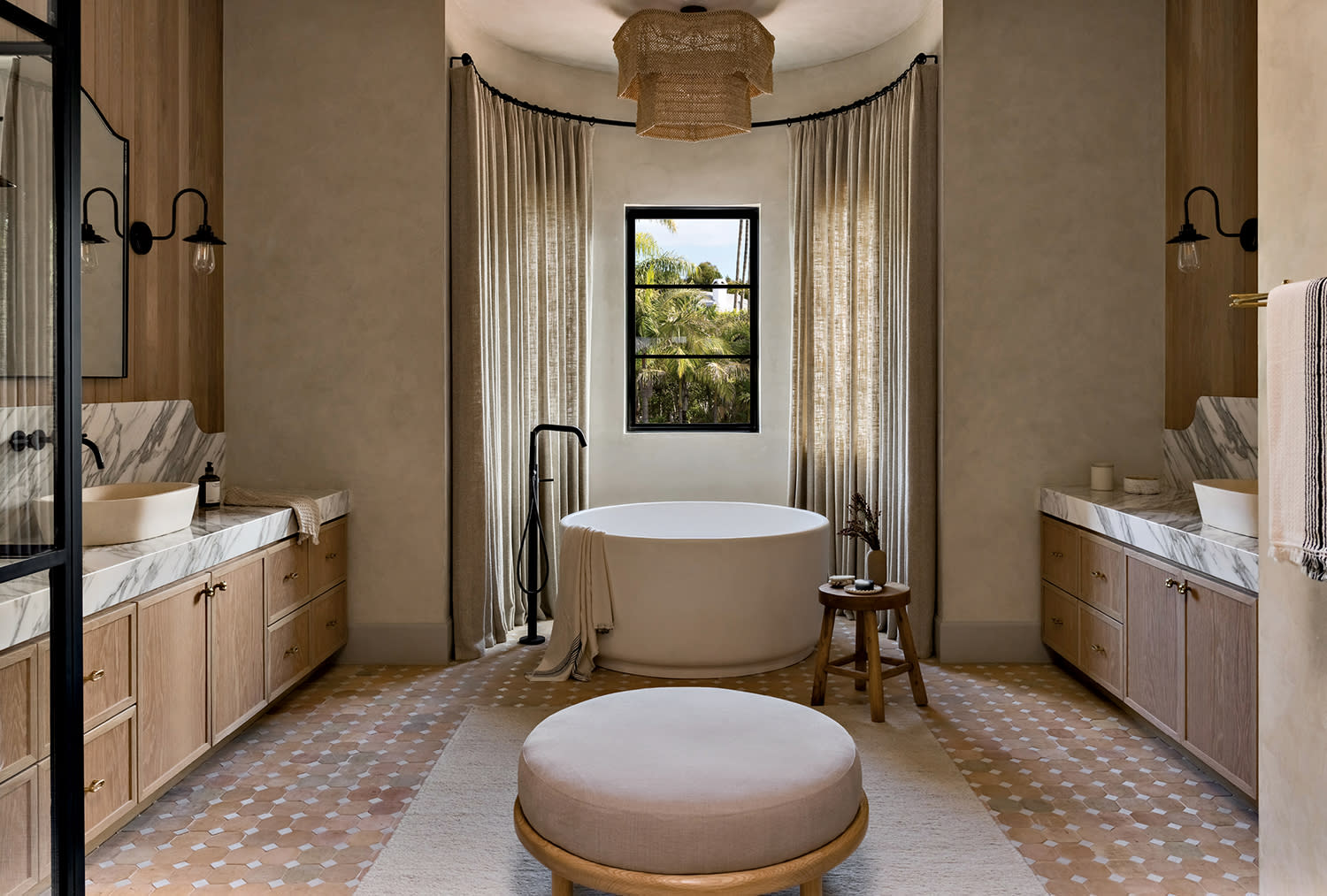 contemporary bathroom suite of a Spanish Revival home