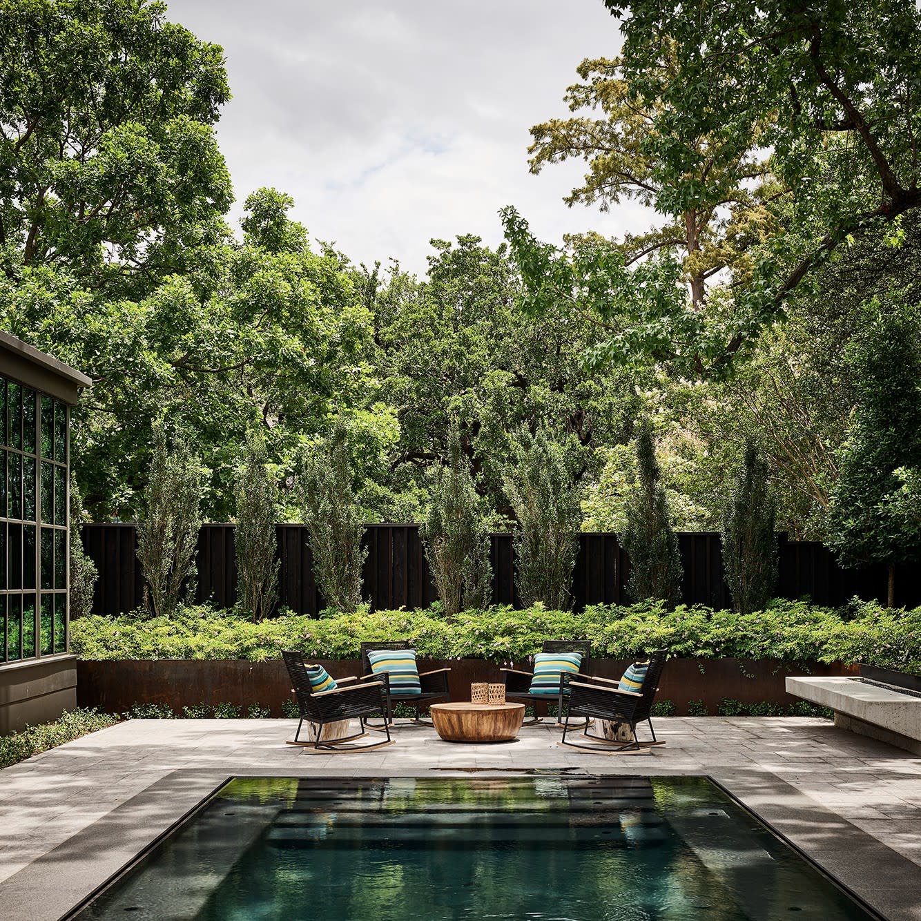 Lush built in pool area.