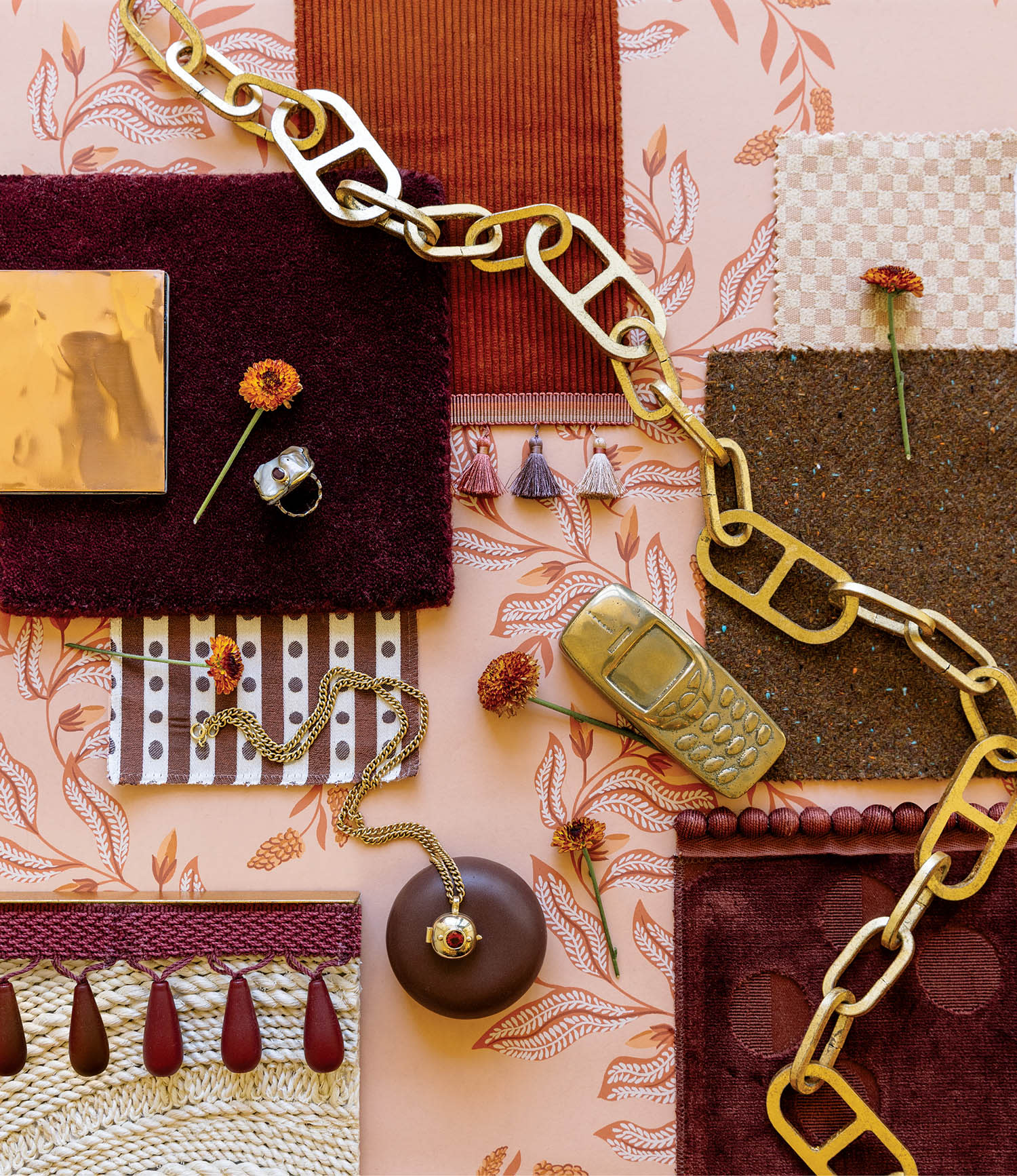 pink interior design mood board