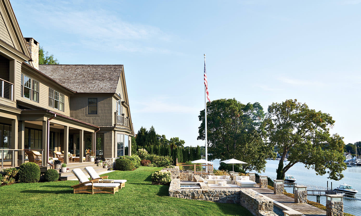 exterior of a subtly coastal-inspired Connecticut home