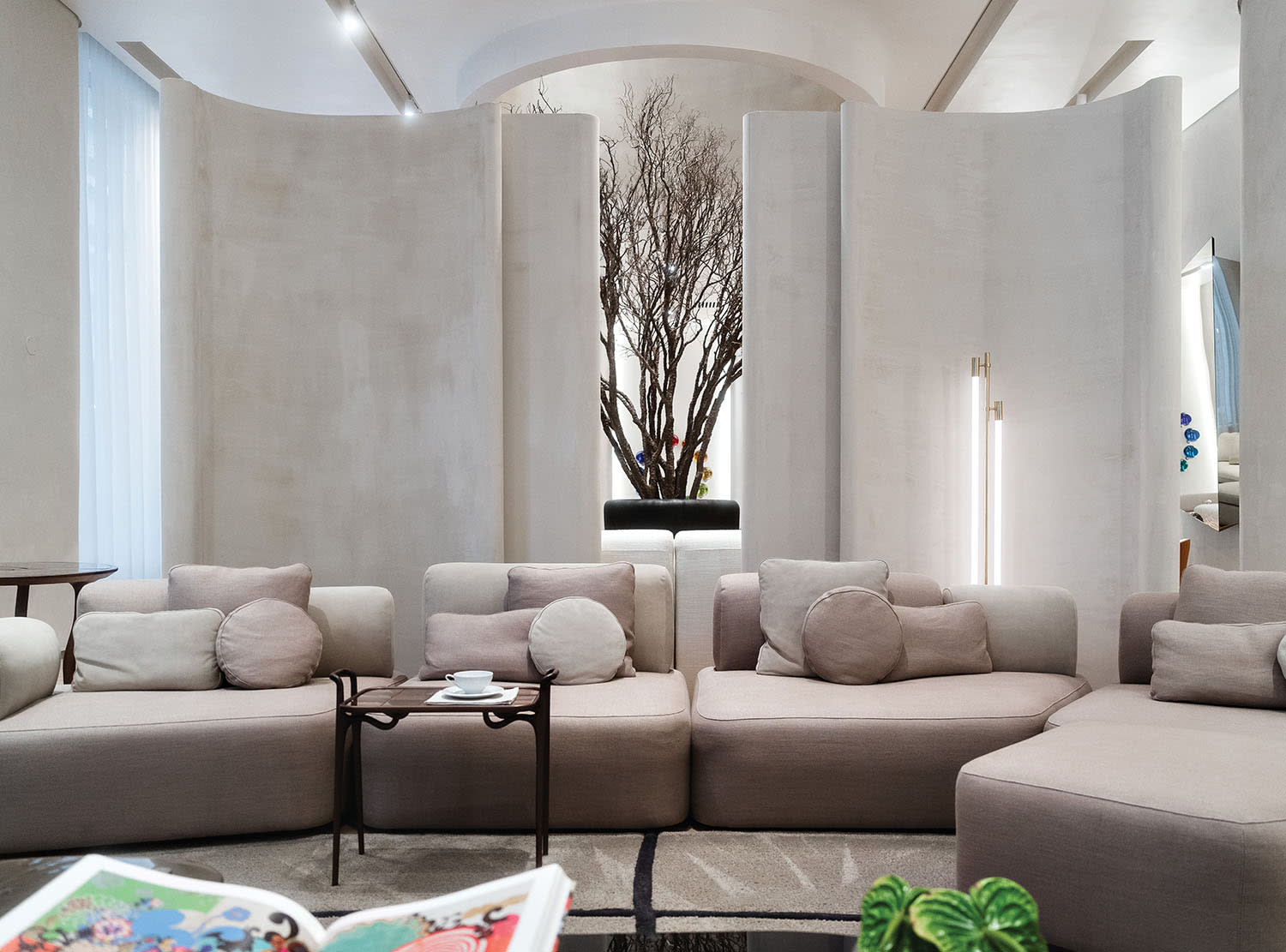 modern, minimalist lounge space